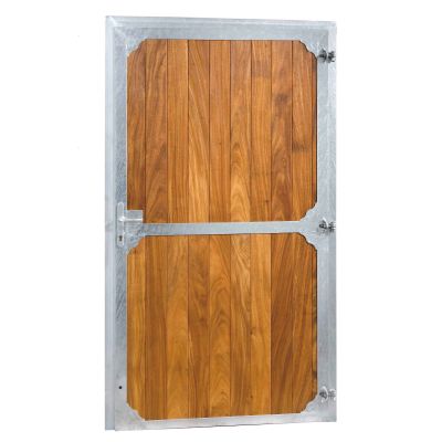 Staldeur 120 cm B X 220 cm H, volledig denya hardhout met klinkslot en cylinder-DIN rechts 1 stuk op=op