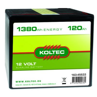 Koltec Batterij 12 Volt - 1380 Wh 120 Ah, alkaline