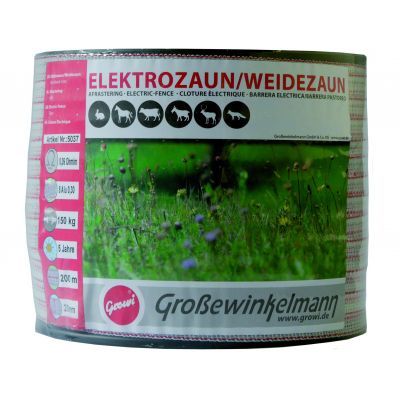 Growi Superline Lint wit/rood 20 mm 200 meter
