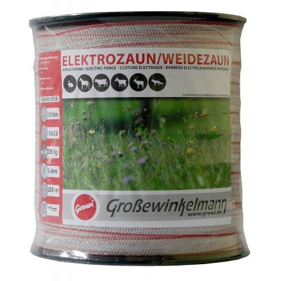 Growi Superline Lint wit/rood 40 mm 200 meter