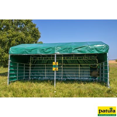 Profi weideten 6.0x3,6 m als schuilgelegenheid met 4 panels en zeildoek wand