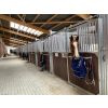 Voorwand type Dorino, met schuifdeur en luikje, Bongossi hardhout, 350 cm