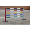 Complete kunststof hindernis met zwarte ronde staanders en zwart-witte balken