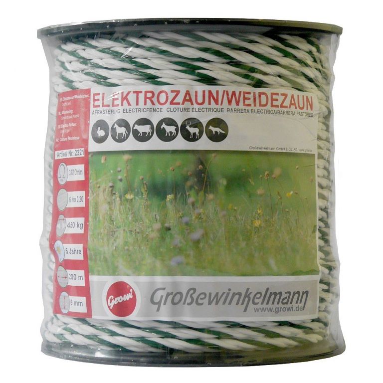 Growi Craftline koord wit /groen 6 mm 200 meter