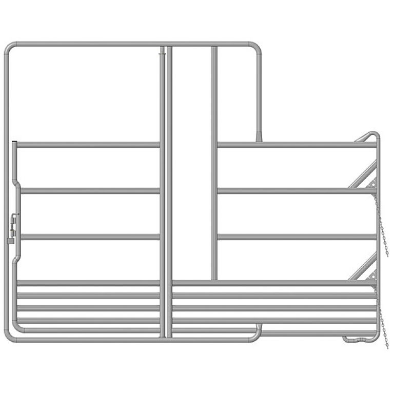 veiligheidspanelhek met poort en voeropening 300 cm breed