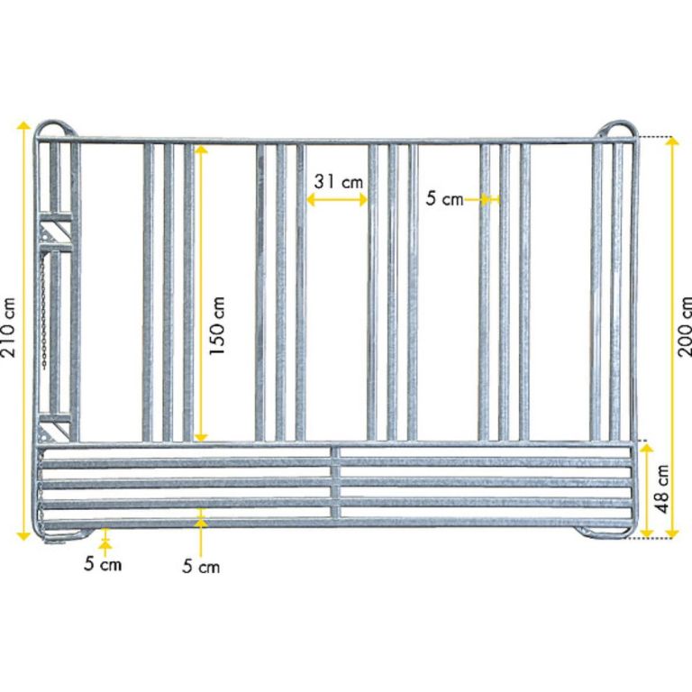 maatschets veiligheidsvoerhek / panelhek voor paarden en pony's 5 voerplaatsen, 