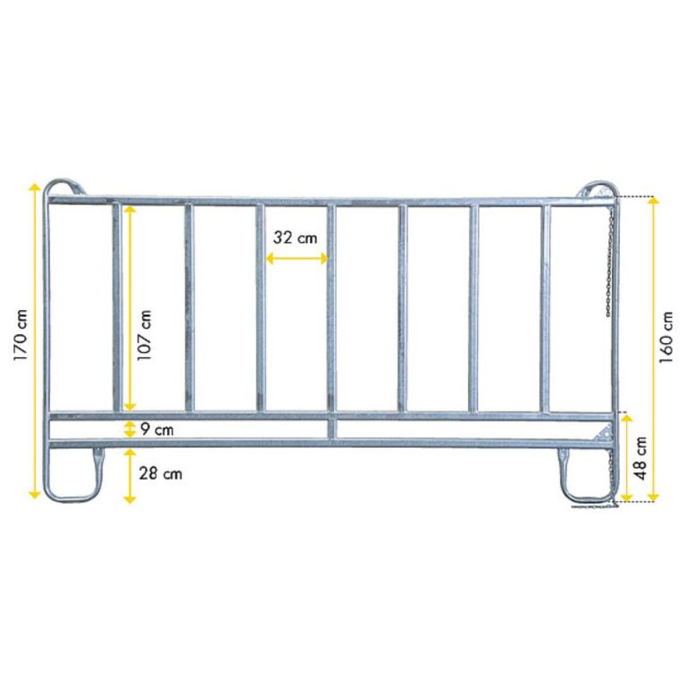 maatschets voerhek / panelhek met 8 voerplaatsen