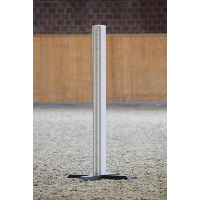 Complete kunststof hindernis vierkante staanders, blauw/witte balken