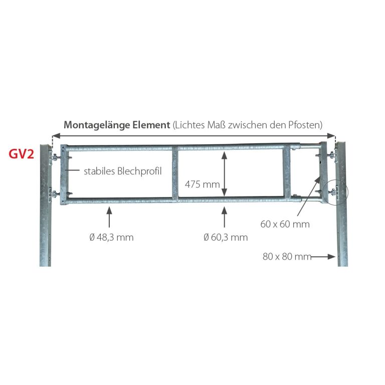 Paddockhek GV2 verstelbaar - 5,5-6,0 meter