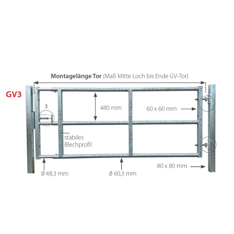 Paddockpoort GV3, verstelbaar