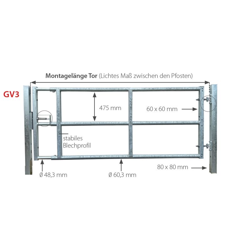 Paddockpoort GV3, verstelbaar
