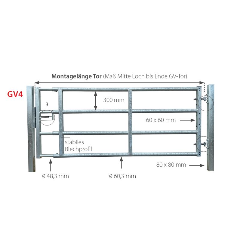 Paddockpoort GV4, verstelbaar