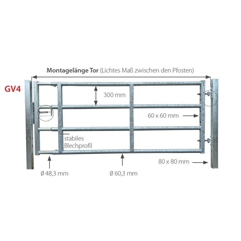 Paddockpoort GV4, verstelbaar
