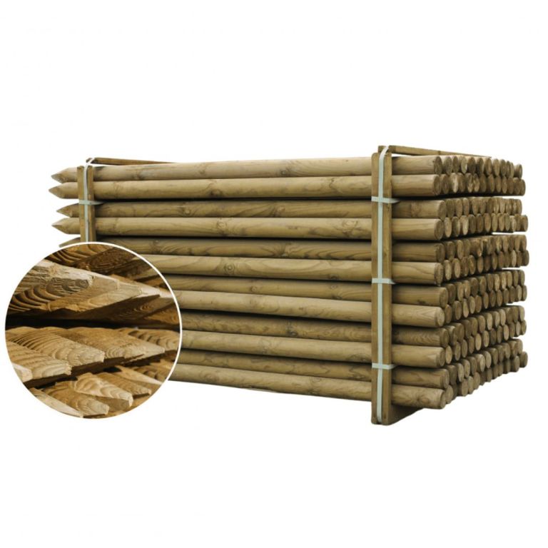 Houten weidepaal Thanalith-E geïmpregneerd rond, gefreesd