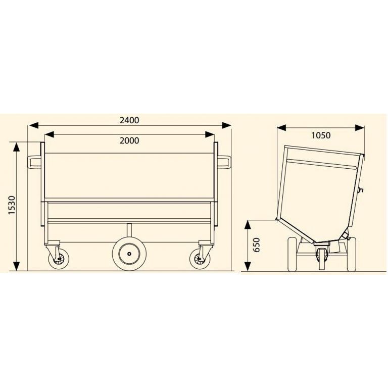 Kantelbak universeel voor shovel, breedte 111 cm