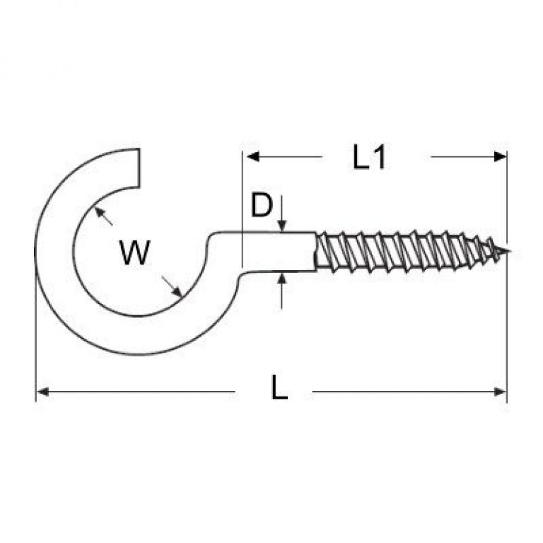 RVS schroefhaak houtdraad 5,2 x 80 mm