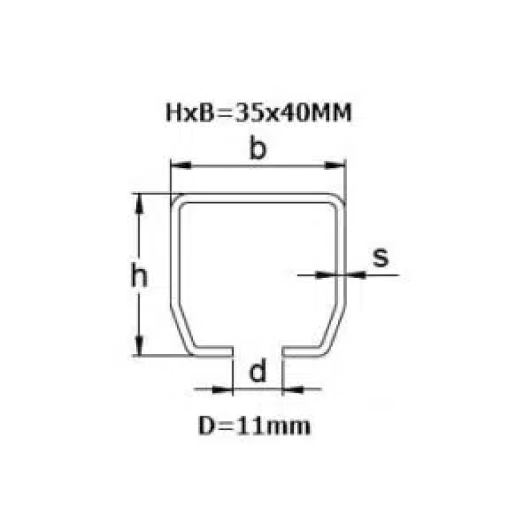 C-profiel schuifdeurrail 40 X 34 mm