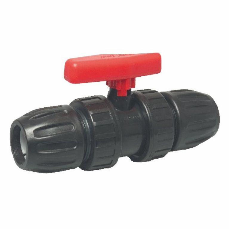 PP kogelkraan met knelverbinding 32mmx32mm 