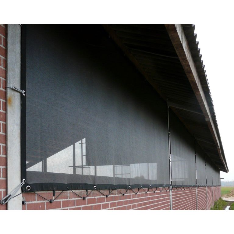 Windbreekgaas Pro Line PVC zwart polyester band en zeilogen 2 x 5 m