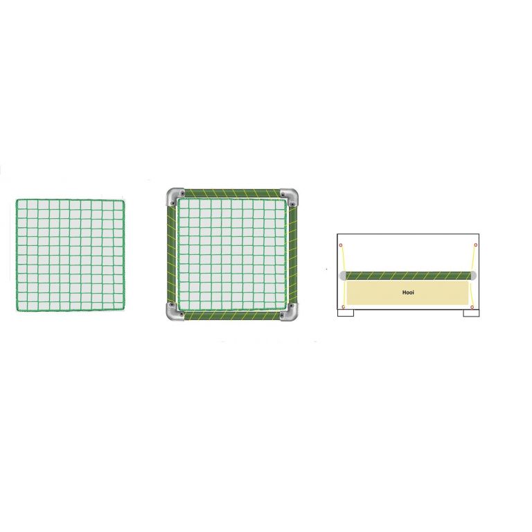 Slowfeeder hooinet X-strong enkel 1,2 x 1,0 meter voor hooikist of hooiruif