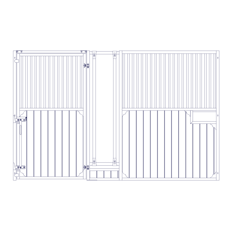 Walina, voorwand met voerhekelement en draaideur, 300 - 350 cm, Douglashout