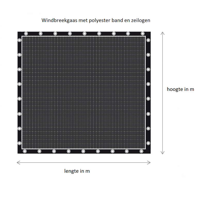 Windbreekgaas Pro Line zandkleurig met polyester band en zeilogen